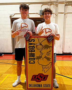 two Winthrop cornhole players