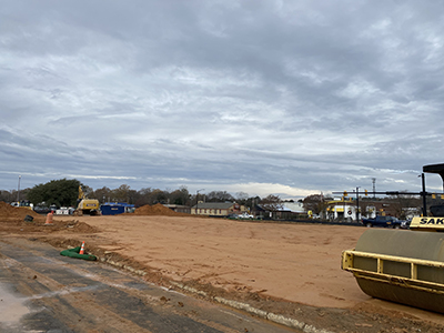 Long rectangular plot of land showing new skyline at high-rises