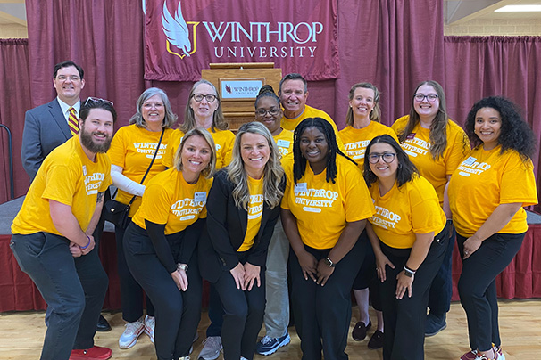 a group photo of Winthrop admissions staff