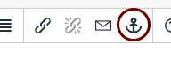 screenshot of the anchor icon in the editing toolbar