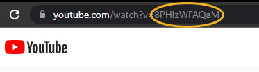 a screenshot of the address bar on a YouTube video page with the video ID circled